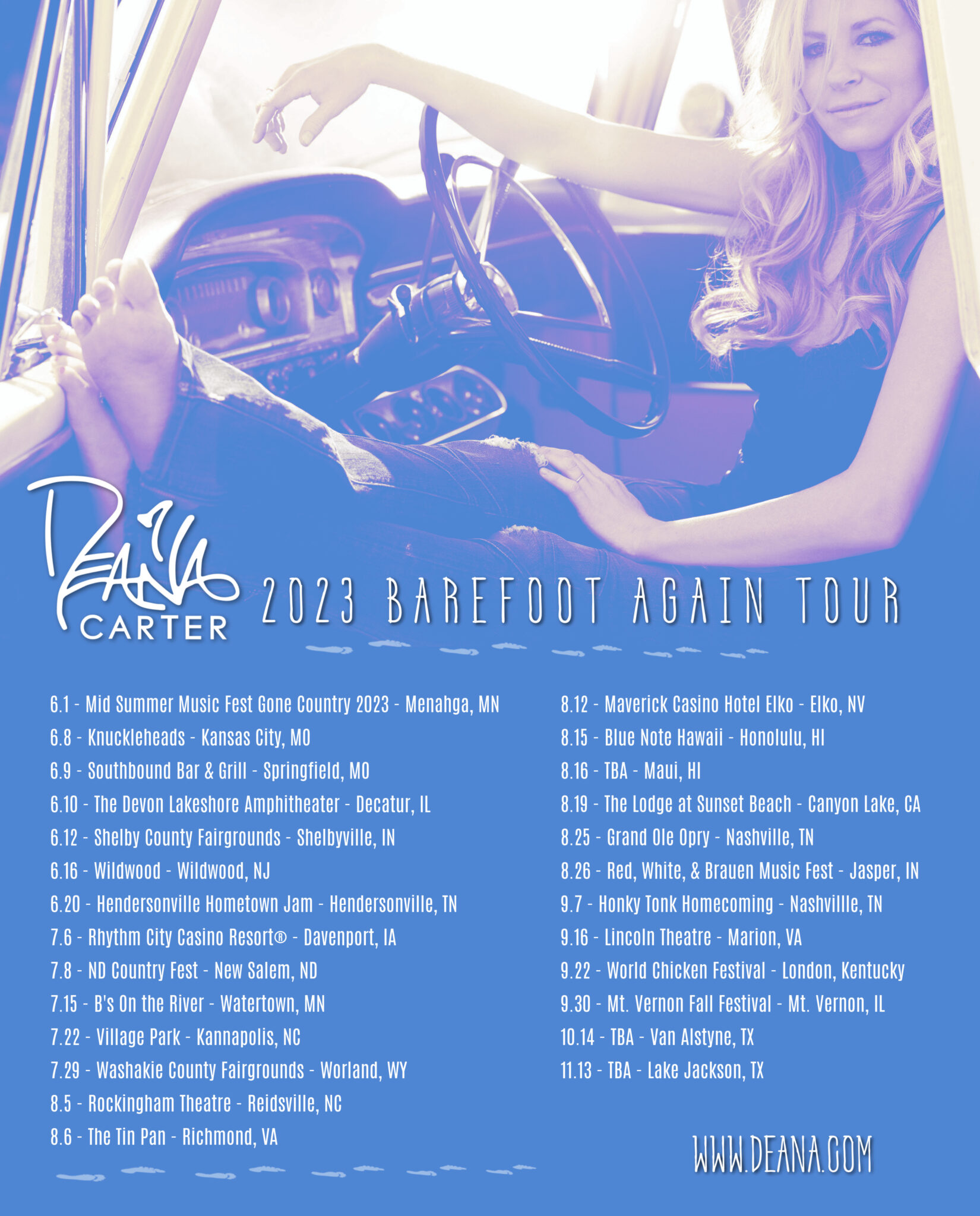 The Deana Carter 2023 Barefoot AGAIN Tour 2023 Deana Carter Official